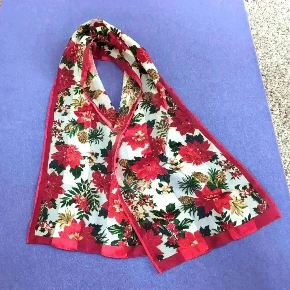 Vintage Festive Holiday Scarf 11x52 in